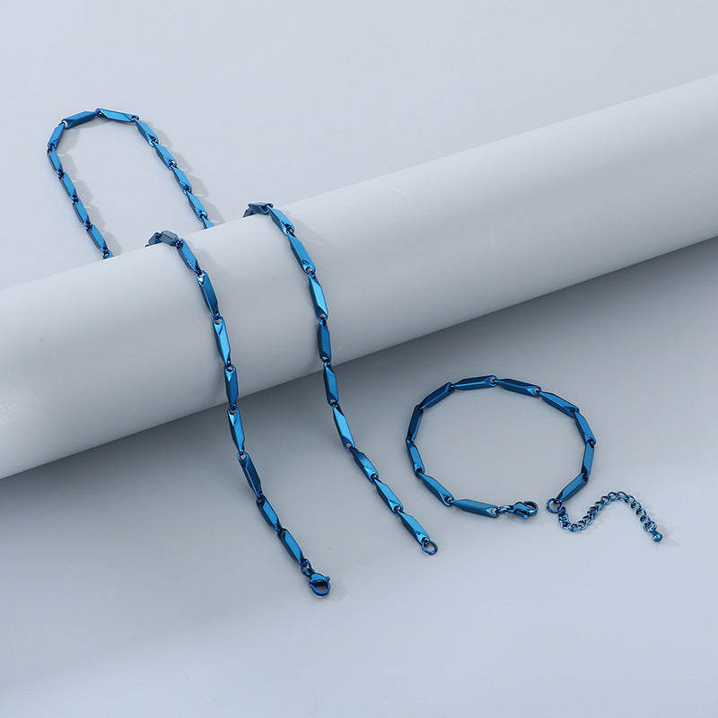 Hip Hop Personalized Rhombus Bamboo Chain Necklace for Men