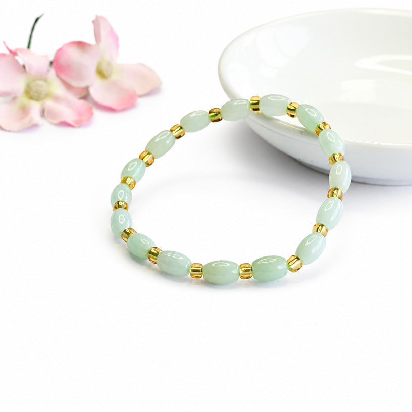 Jadeite Rice Bead Beaded Bracelet