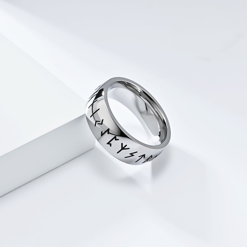 Planderful Viking Ring Luhn Rune Titanium Steel Band For Men Bold Neutral Style Everyday Genie