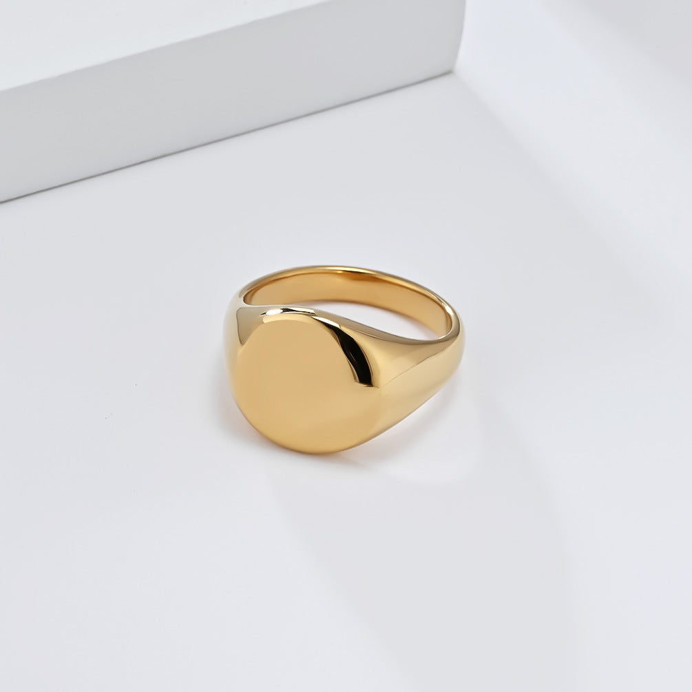 Planderful Titanium Steel Ring Unisex Geometric Round Smooth Surface Luxury Jewelry Everyday Genie
