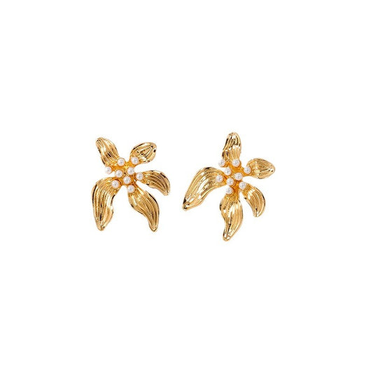 Luxurious Vienna Verve Metal Flower Earrings - Wholesale Women's Jewelry