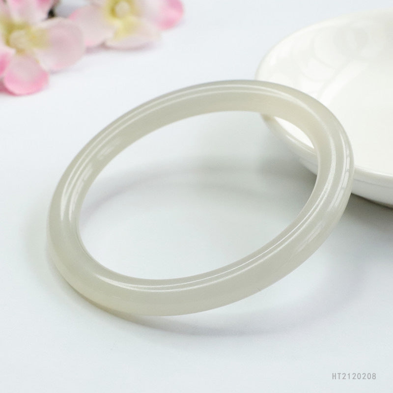 Smoke-Purple Hetian Jade Round Bangle