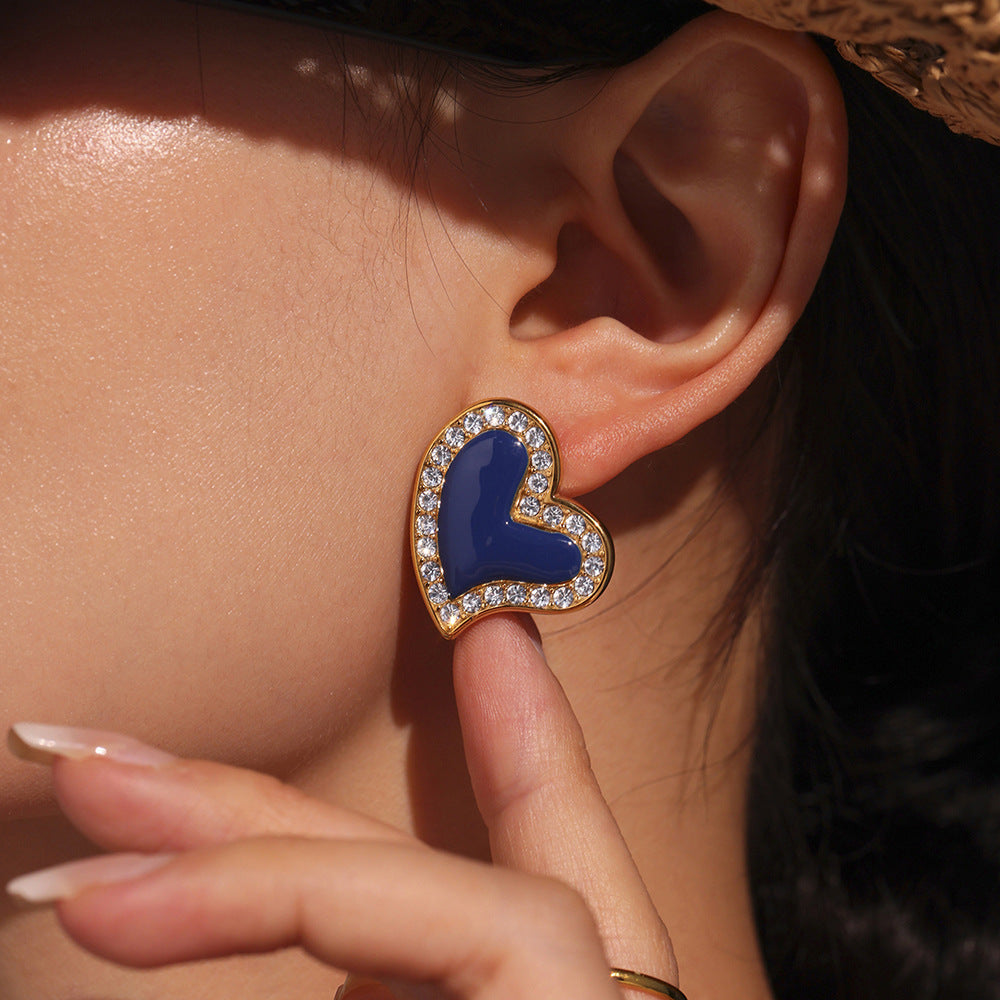 Planderful Heart Zircon Earrings For Women Luxury 18K Gold