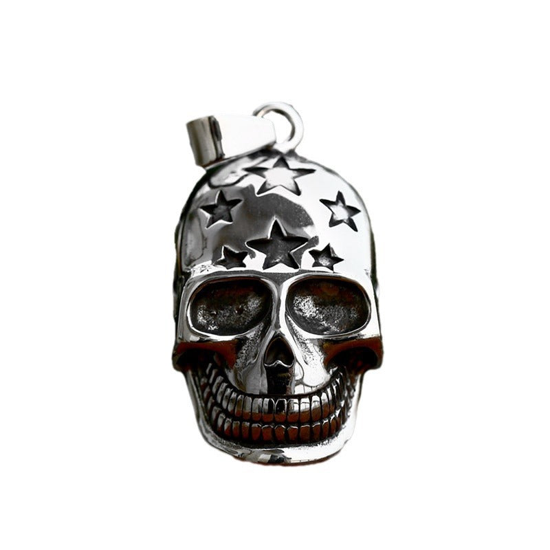 Retro Punk Hip Hop Stainless Steel Skull Pentagram Pendant for Men - Wholesale Titanium Steel Jewelry