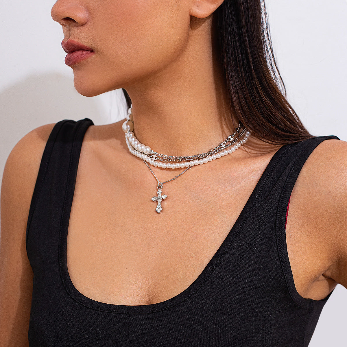 Rivet & Pearl-Style Layered Choker