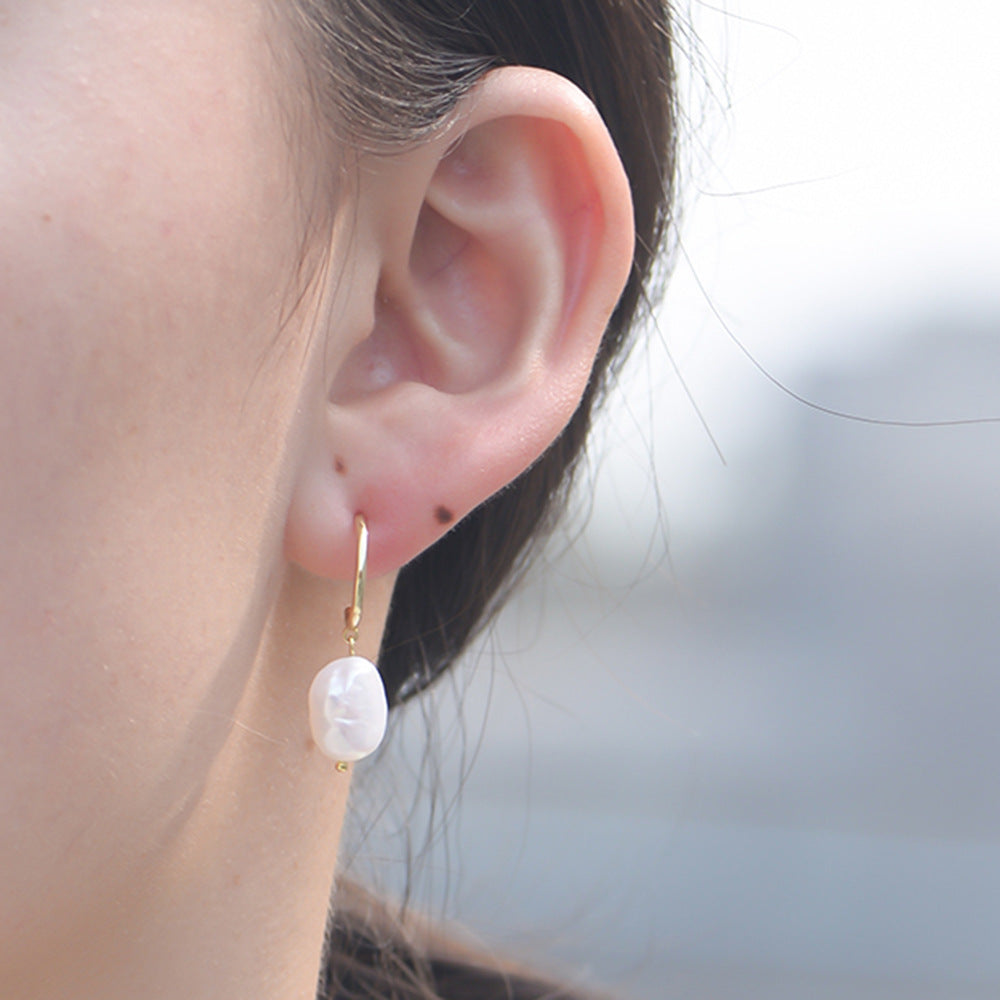 Planderful S925 Sterling Silver Irregular Freshwater Pearl Pendant Earrings For Women Elegant Baroque Pearl Jewelry