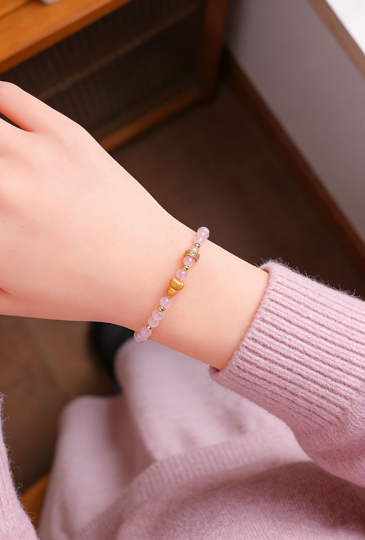 Amethyst Rose Quartz Crystal Gourd Bracelet