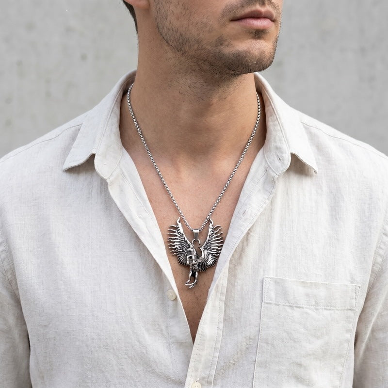 Year Of The Horse Necklace, Pegasus Phoenix Retro Old National Style Mythical Beast