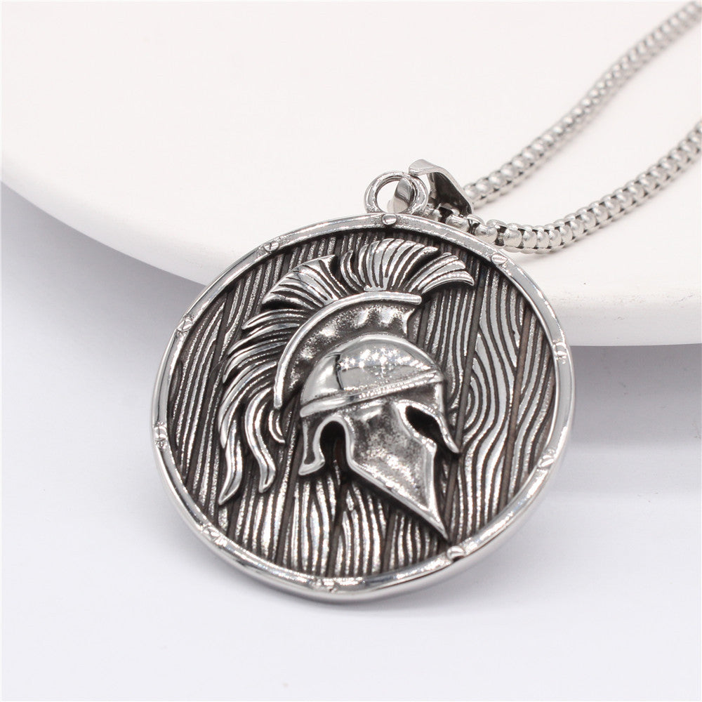Planderful Knight Helmet Pendant Retro Medieval Titanium Steel Unisex Protection Statement For Men And Women