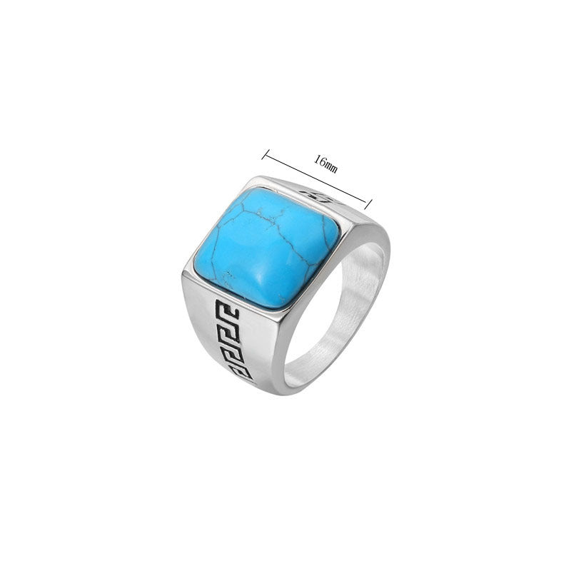 Planderful Titanium Steel Ring With Great Wall Pattern Unisex Retro Style Bold Statement Size 7 11