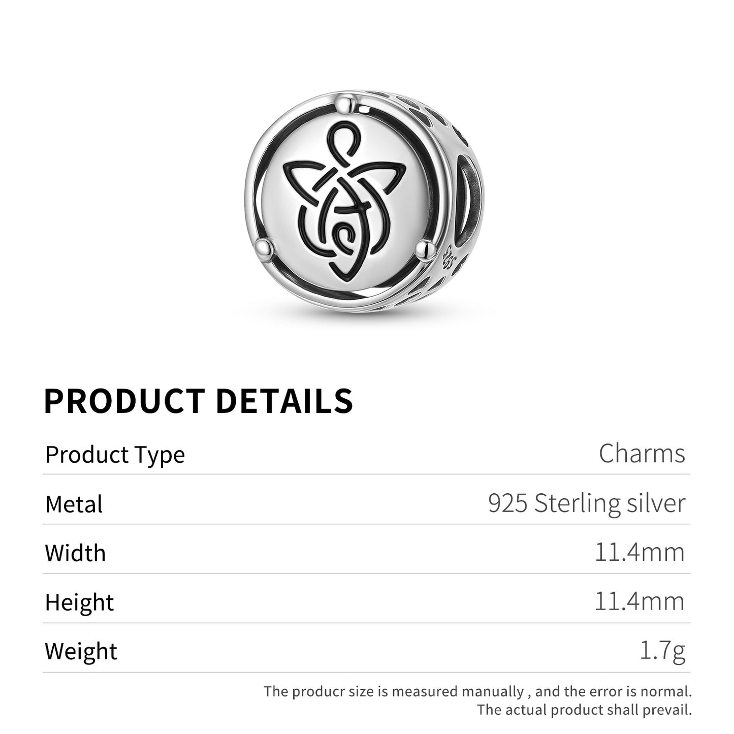 Planderful Jewelry Sterling Silver Beaded Pendant Bracelet Celtic Knot S925 Everyday Elegance