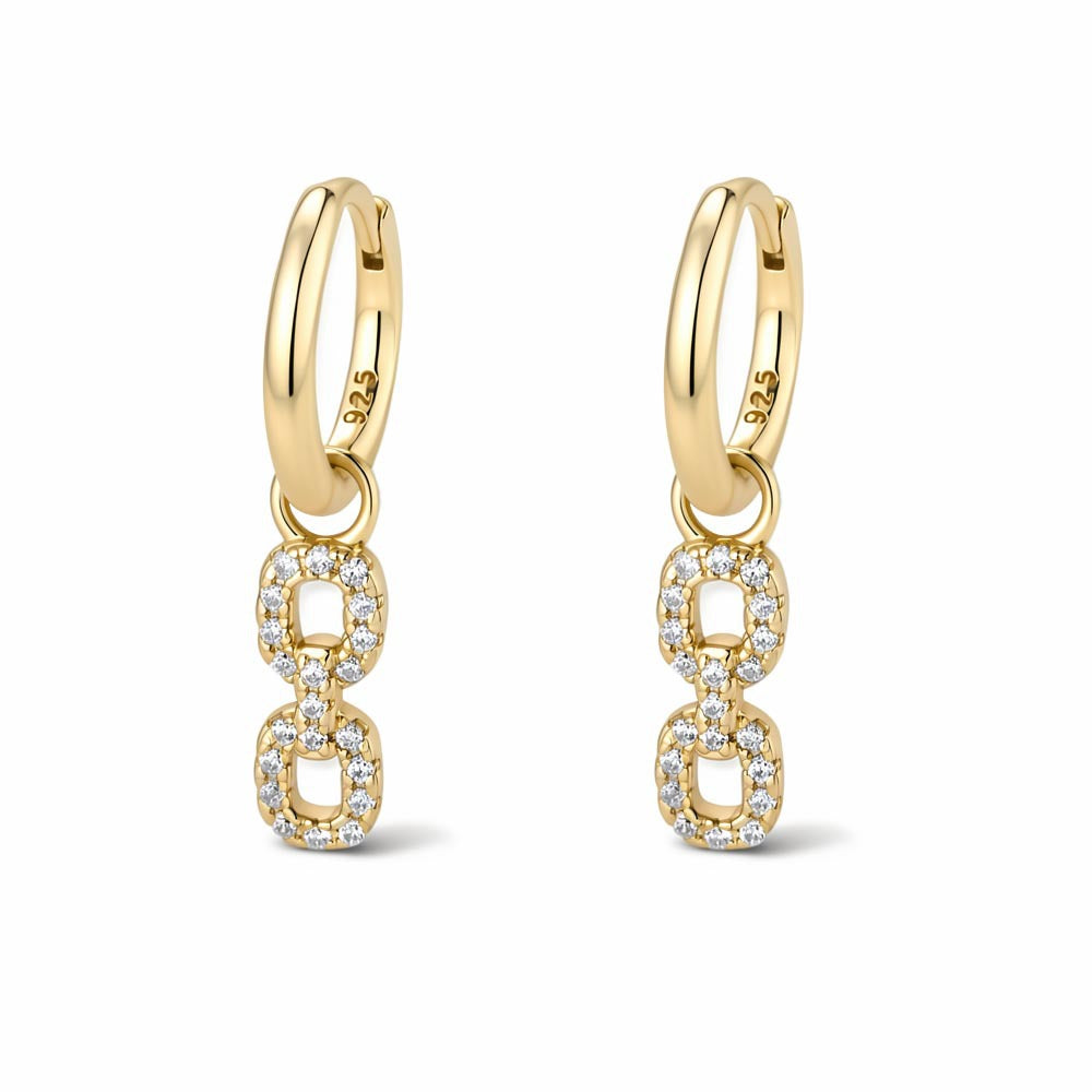 925 Sterling Silver Geometric Zircon Short Earrings, Small And Exquisite Earrings, And High-End Ear