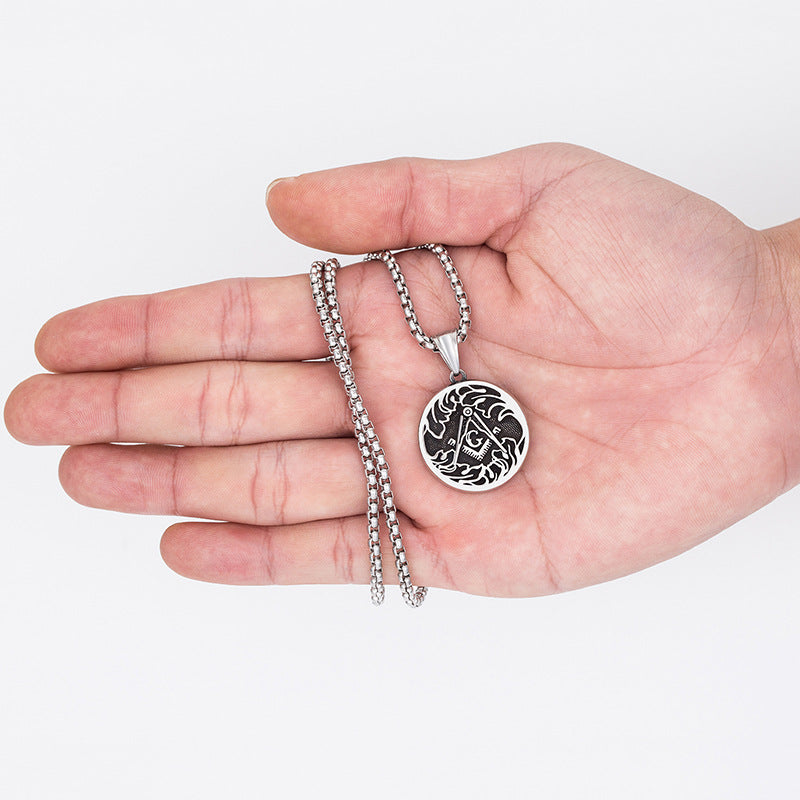Stainless Steel Necklace – Vintage Freemasonry Viking Badge