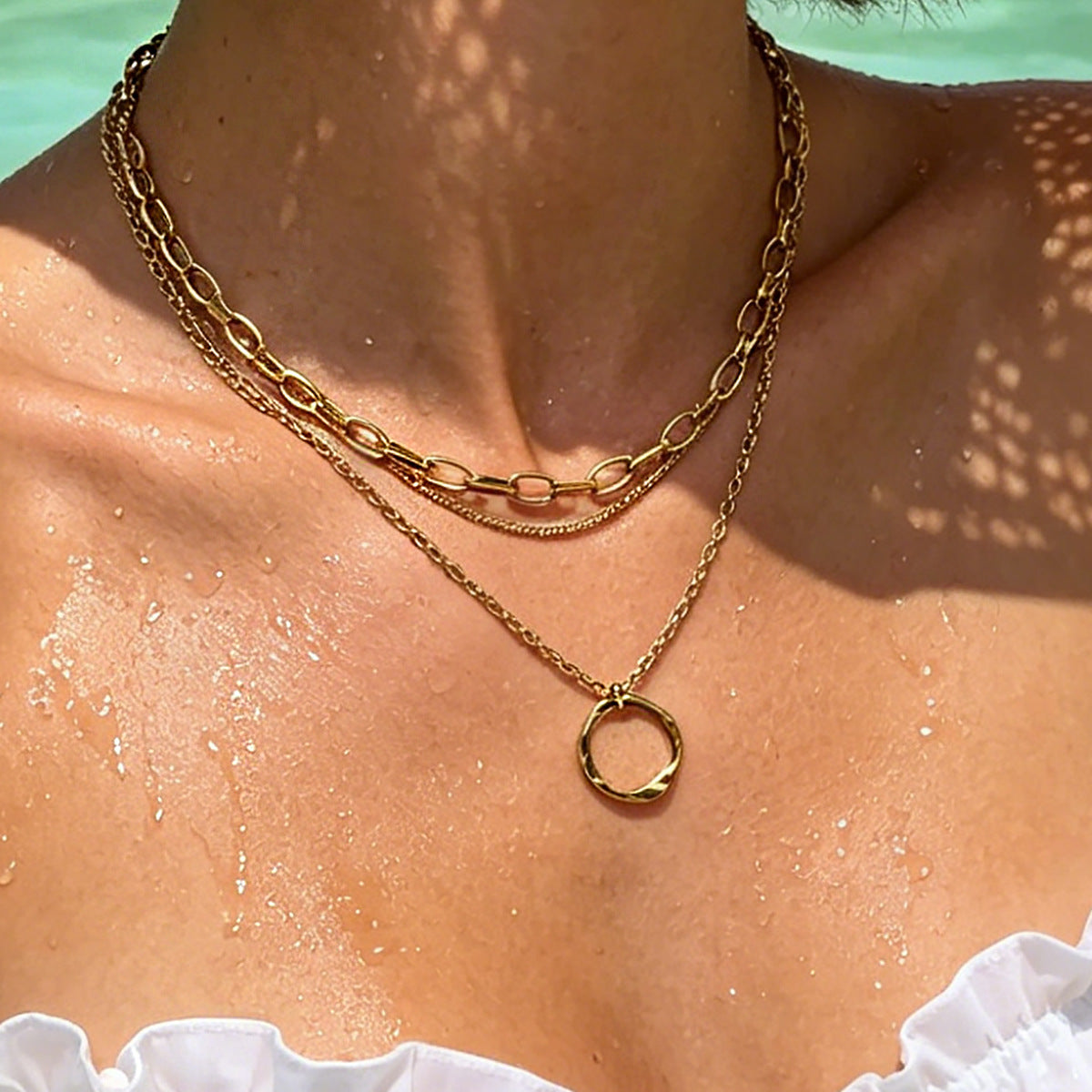 Minimalist Ring Layered Stainless Steel Necklace