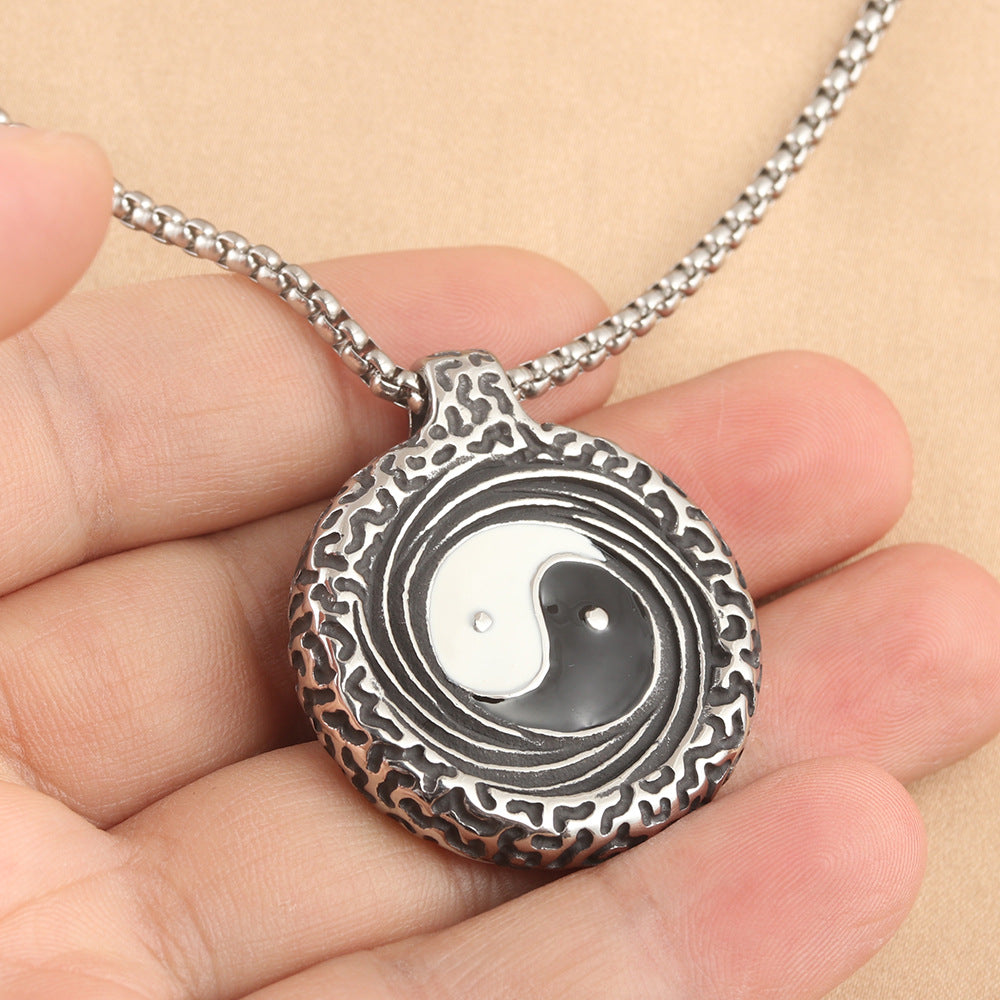 European and American Stainless Steel Tai Chi Pendant Necklace