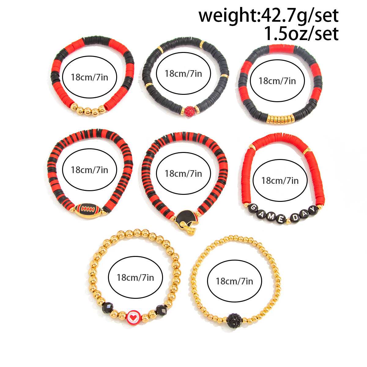 Planderful Football Bracelet Set Vienna Verve Game Day Jewelry For Women Bold Colorful Drip Statement