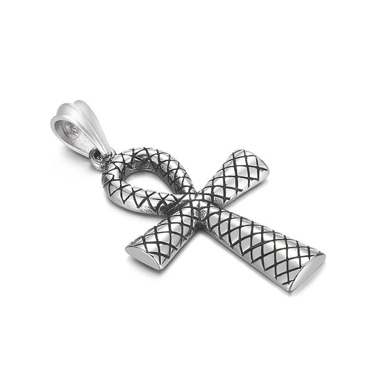 Retro Men's Punk Style Snake Pattern Cross Pendant in Titanium Steel