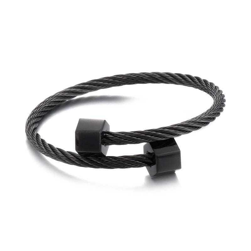 Hexagonal Open Elastic Bracelet – Men's Titanium Steel Winding Geometric Weiya Bracelet