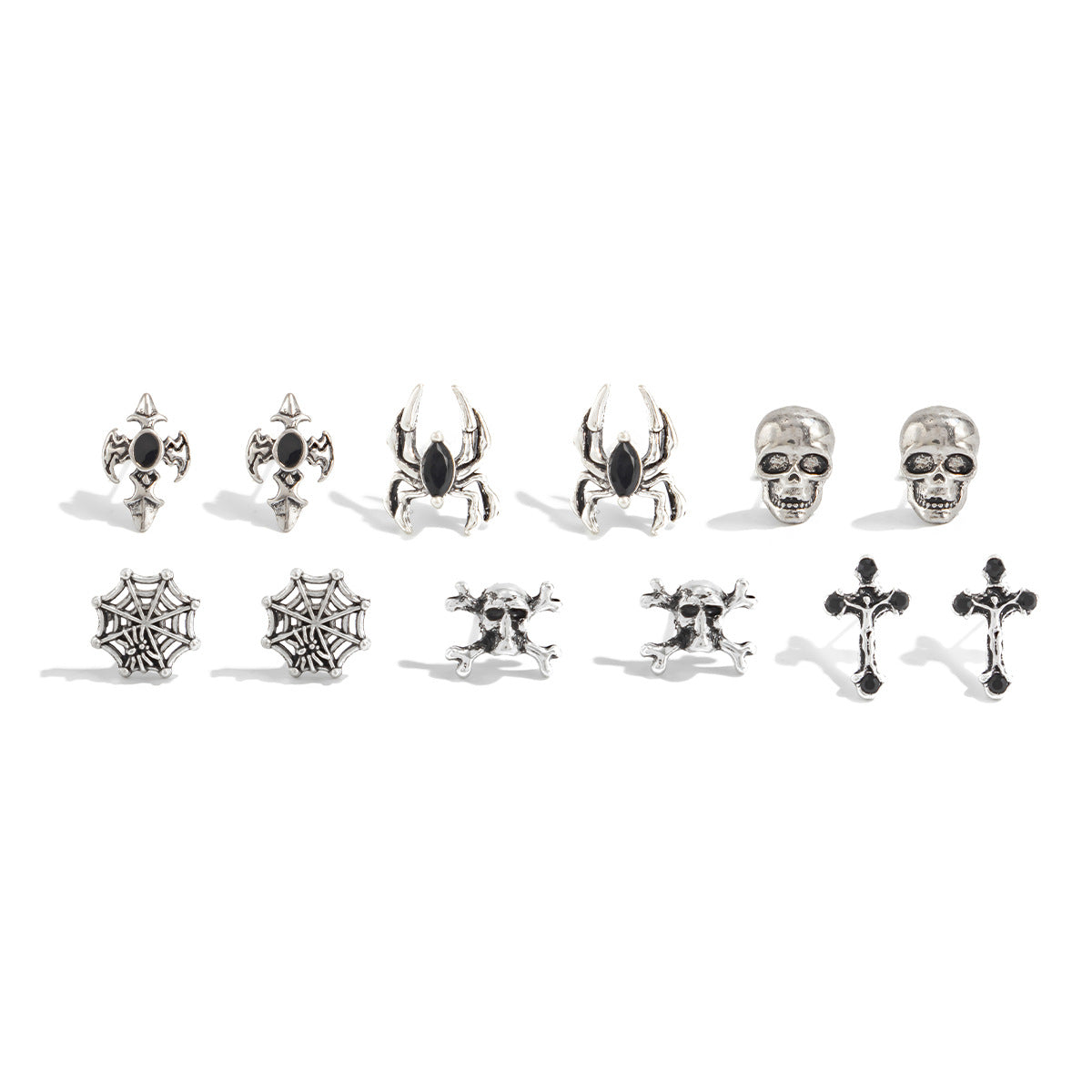 Planderful Gothic Halloween Earrings Set Spider Web Bat Blood Cross With Roses For Women Vienna Verve