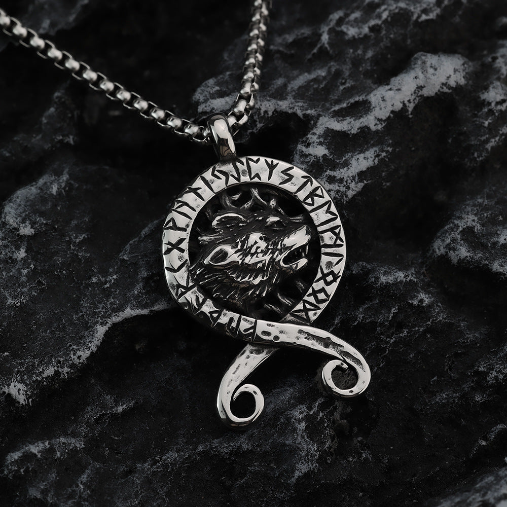 Vintage Stainless Steel Men's Pendant Viking Rune Necklace