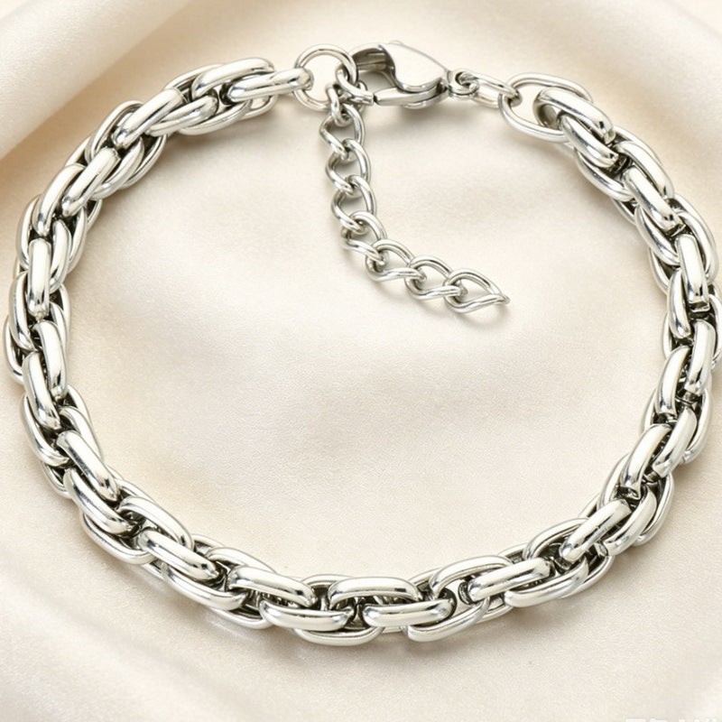 Thick Oval Cuban Unisex Bracelet Commuter Neutral Style Source