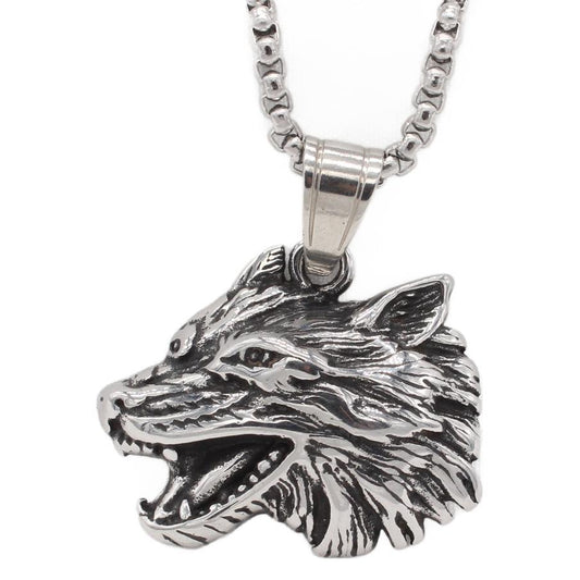 Stylish Titanium Steel Wolf Head Pendant for Men - Retro Hip Hop Design