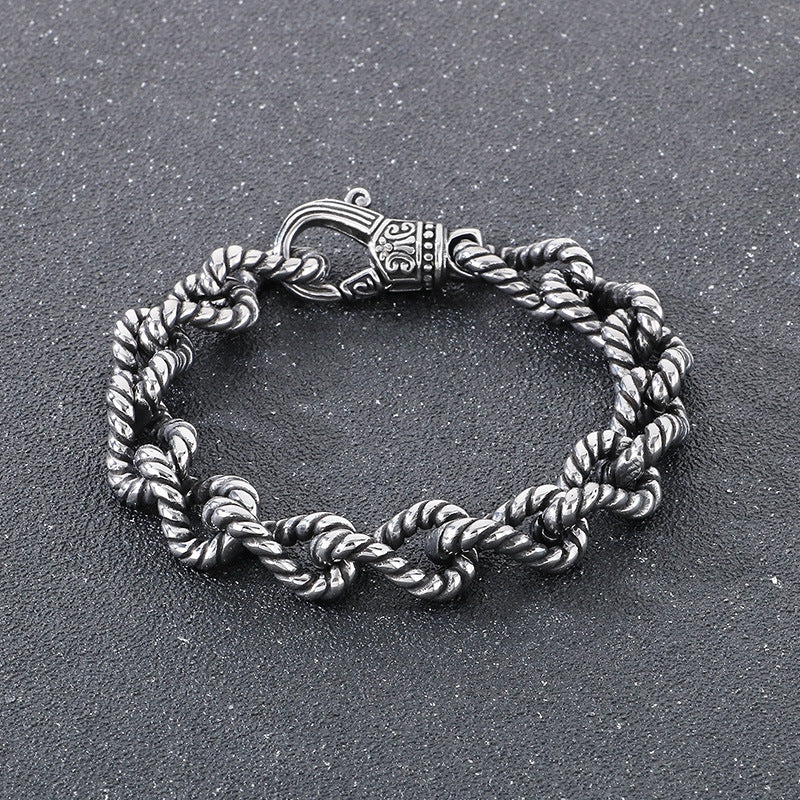 Planderful Mens Titanium Twist Chain Bracelet Retro Punk