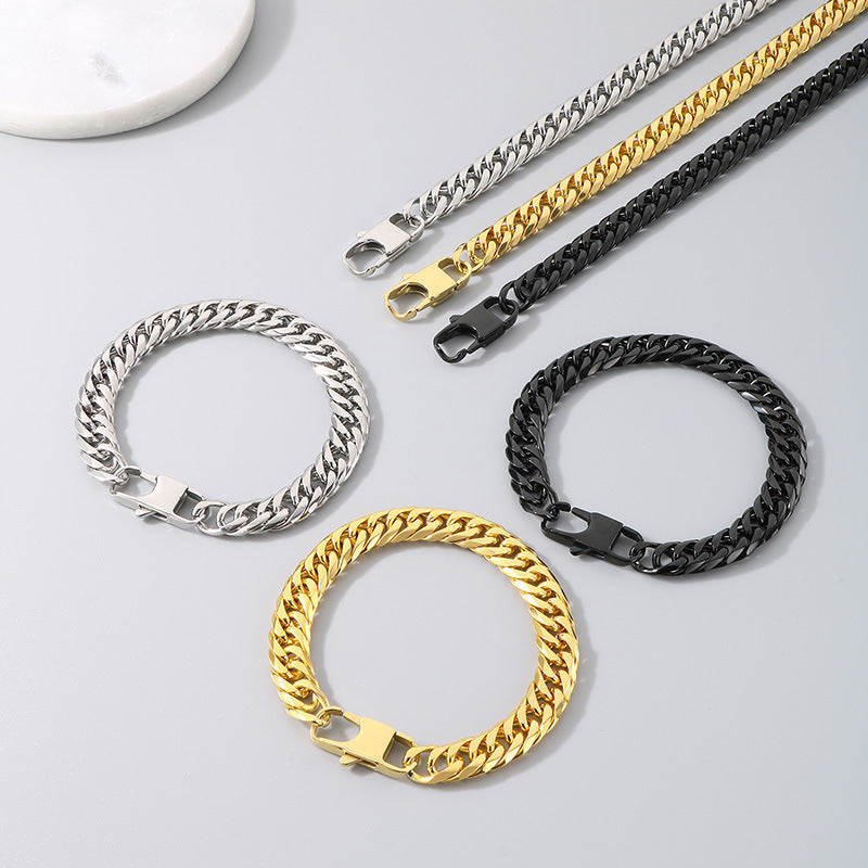 Hip Hop Denim Chain Stainless Steel Men Bracelet Necklace