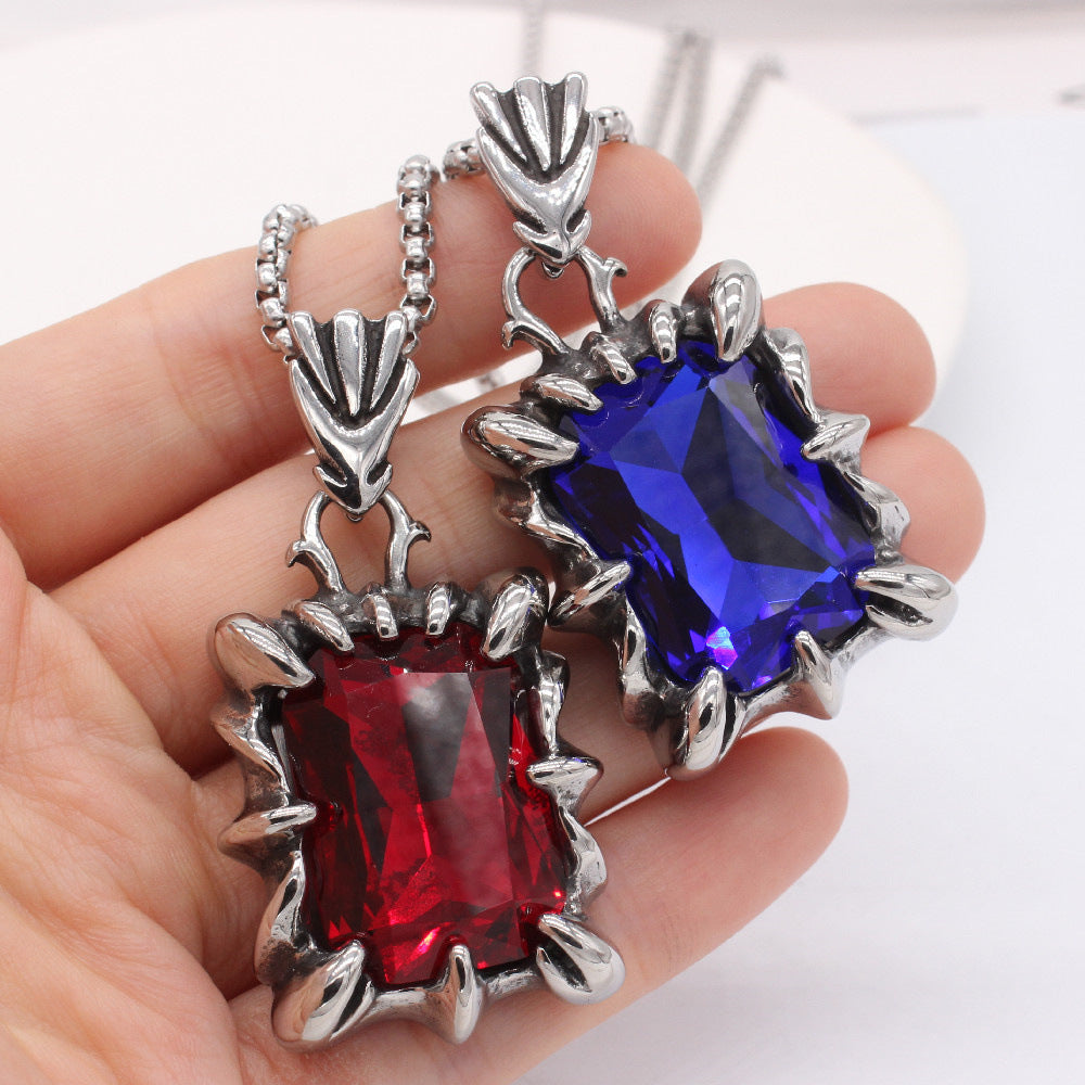 Planderful Rectangular Zircon Pendant Titanium Steel For Men And Women Unisex Protection Statement