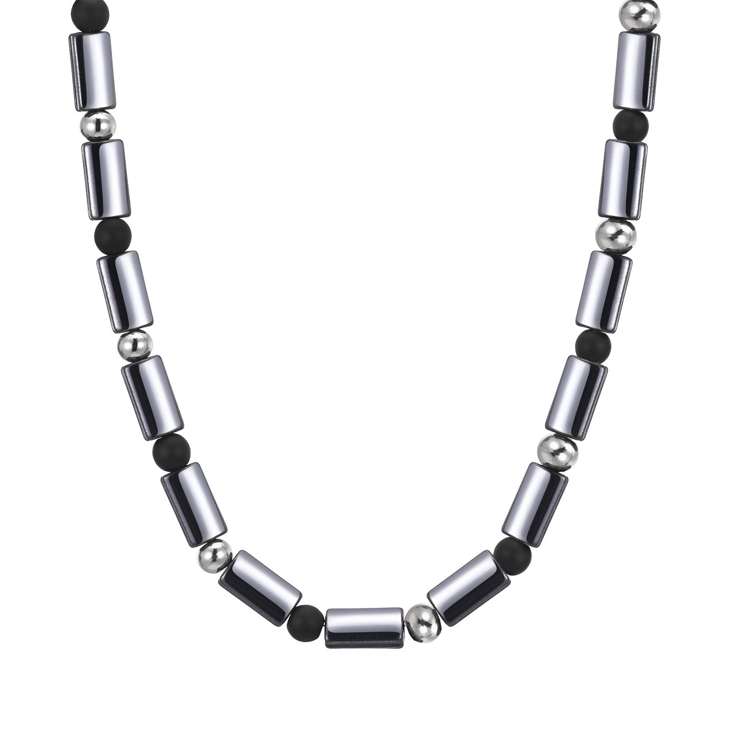 Men's Jewelry Stainless Steel Frosted Agate Beaded Necklace