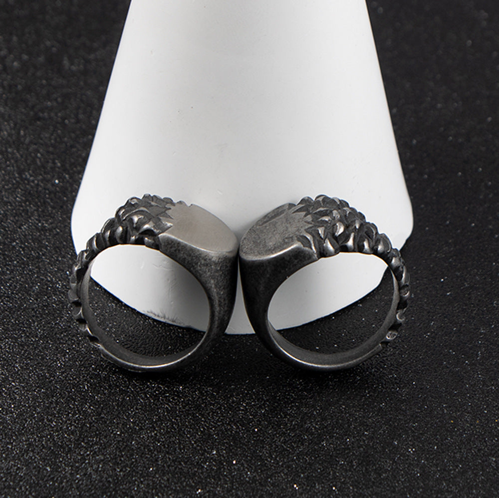 Gravel Titanium Steel Ring – & Antique Men's Stainless Steel Half Glossy Ring