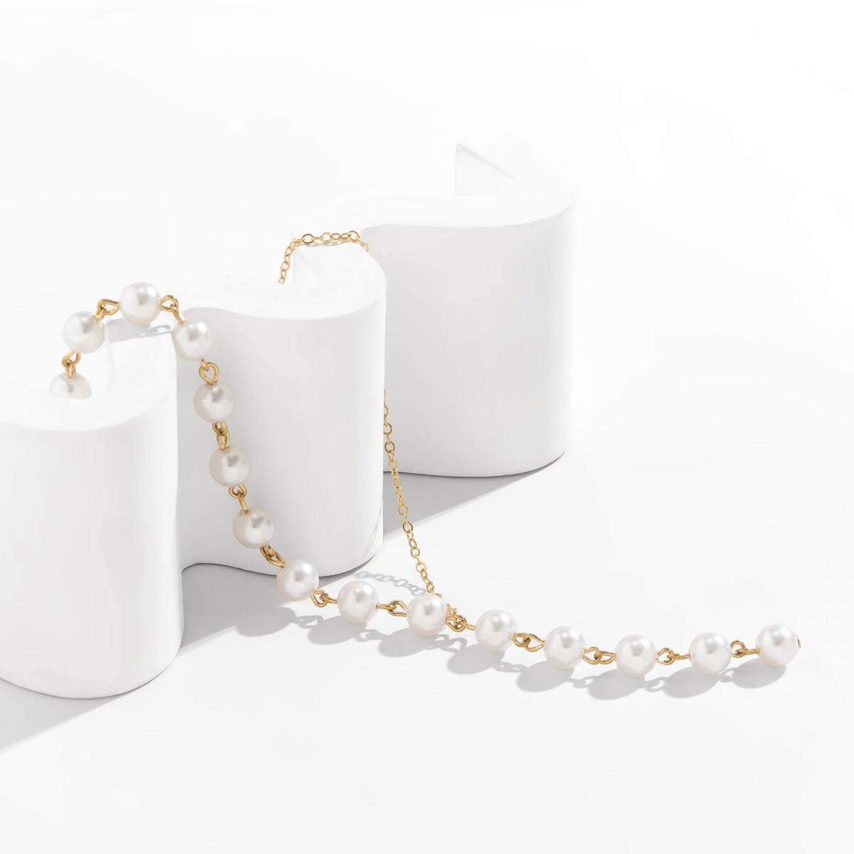Imitation Pearl Fringed Necklace By Planderful Vienna Verve For Women Asymmetric Micro Inlaid Chic Elegant