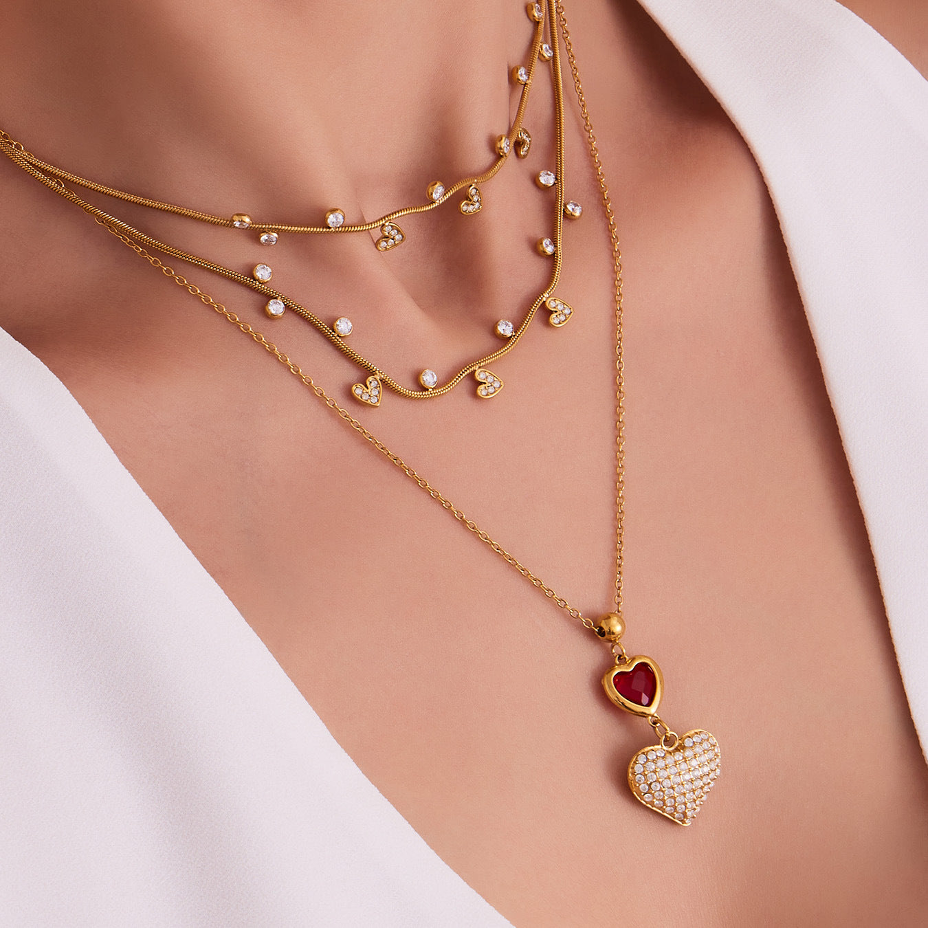 Planderful Light Luxury Heart Shaped Zircon Pendant Women