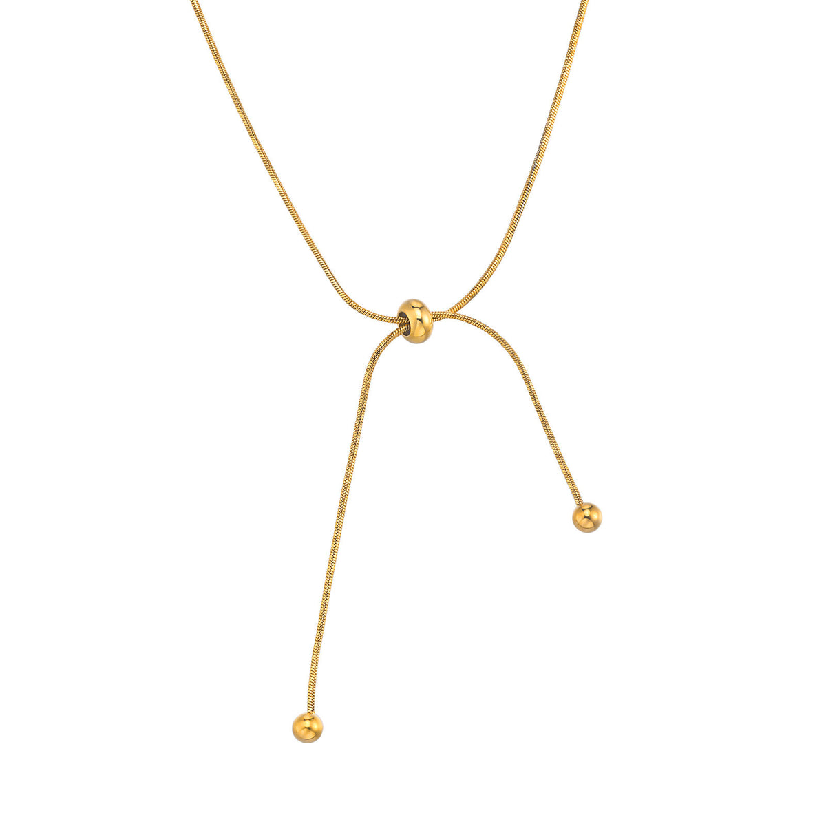 Stainless Steel Round Snake Chain Necklace Ladies Gold Adjustable