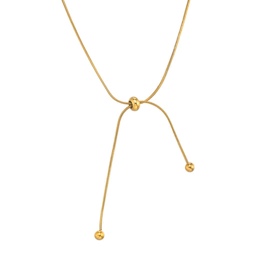 Stainless Steel Round Snake Chain Necklace Ladies Gold Adjustable