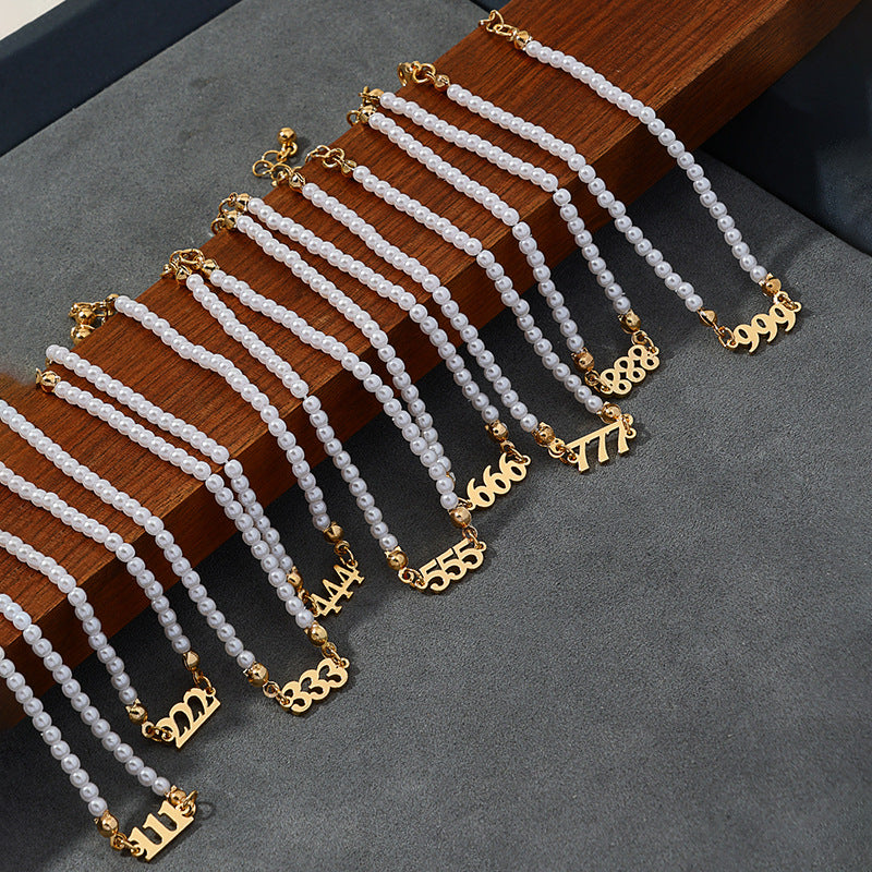 Pearl Chain Letter Pendant Bracelet - Vienna Verve Collection