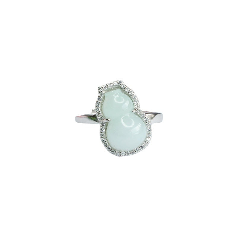 Myanmar Jade Gourd Sterling Silver Ring