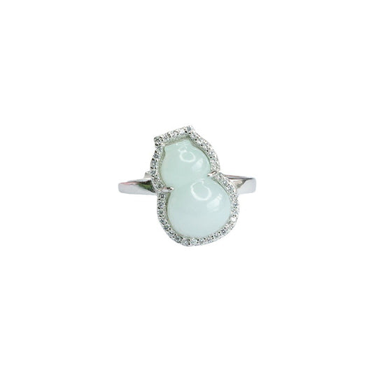 Myanmar Jade Gourd Sterling Silver Ring