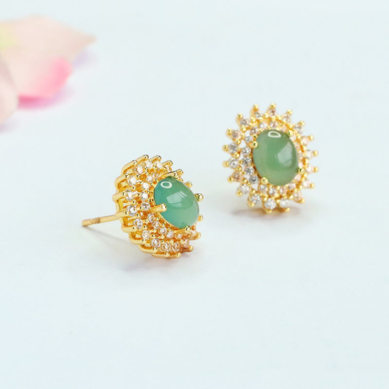 Blue-Water Jadeite Starlight Stud Earrings
