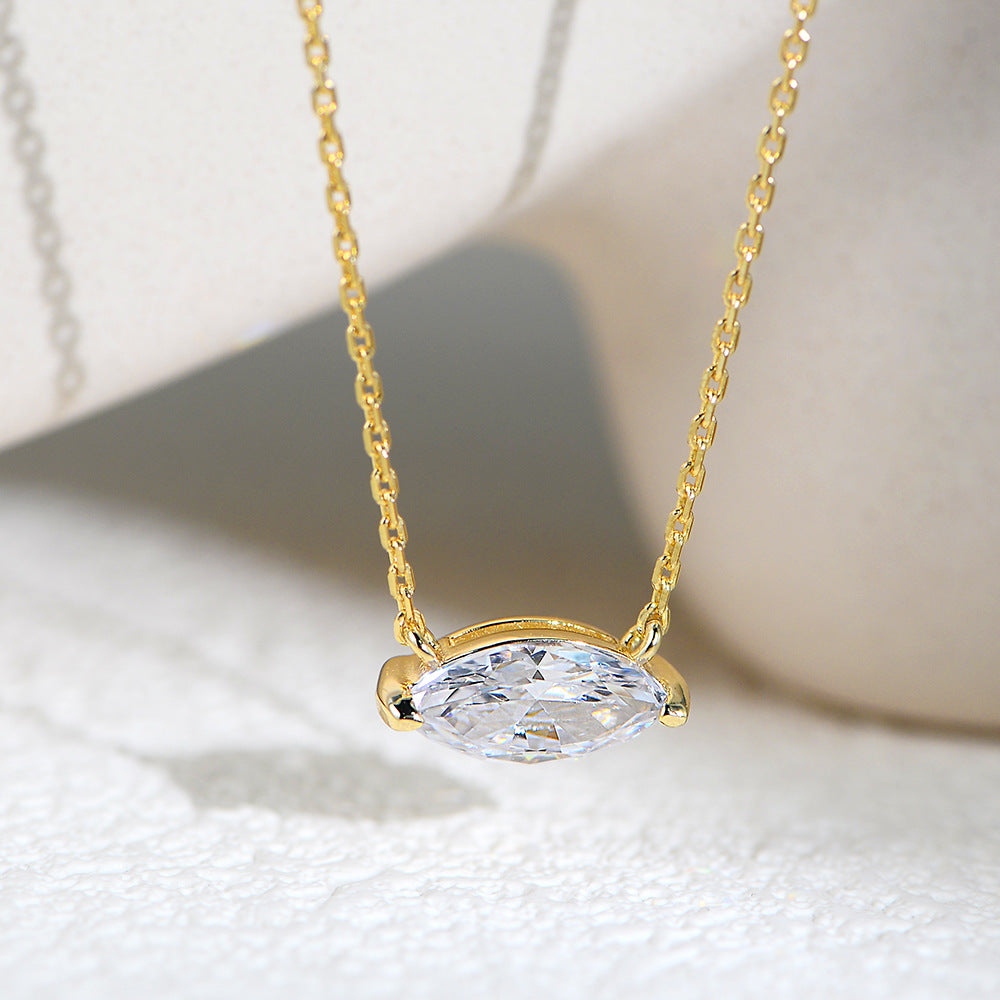Popular S925 Sterling Silver Horse Eye Zircon Pendant Necklace