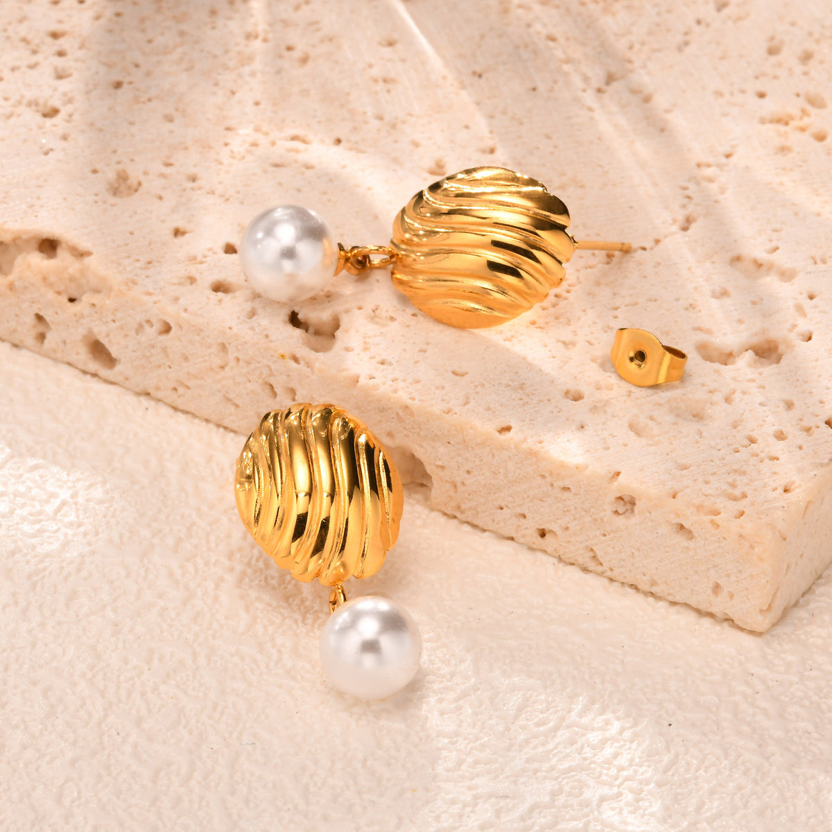 Stainless Steel Pearl Earrings