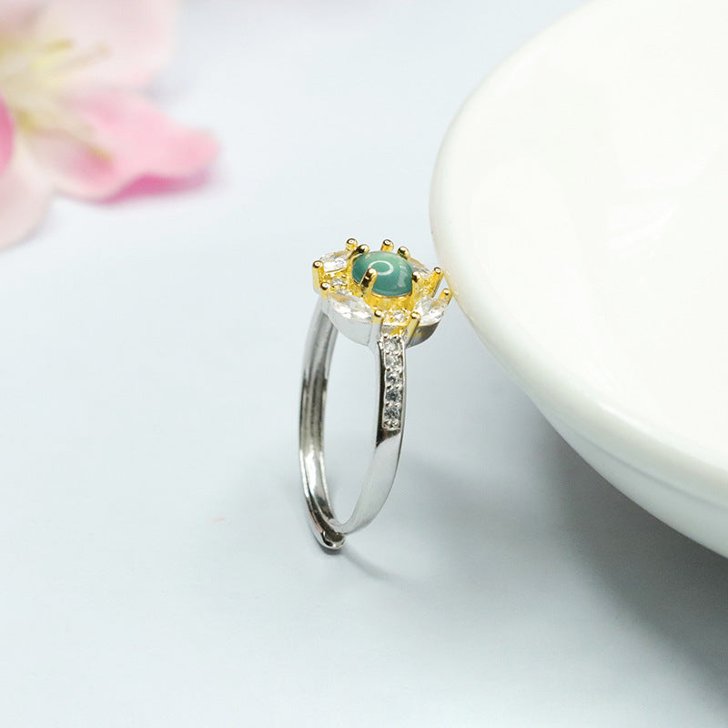 Icy Blue Jadeite 925 Silver Ring