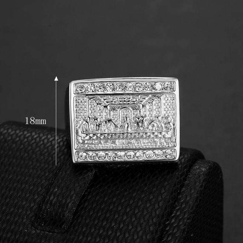 Planderful Hip Hop Titanium Ring With Inlaid Zircon Inspired By World Famous Judas Thirteen Apostles For Men