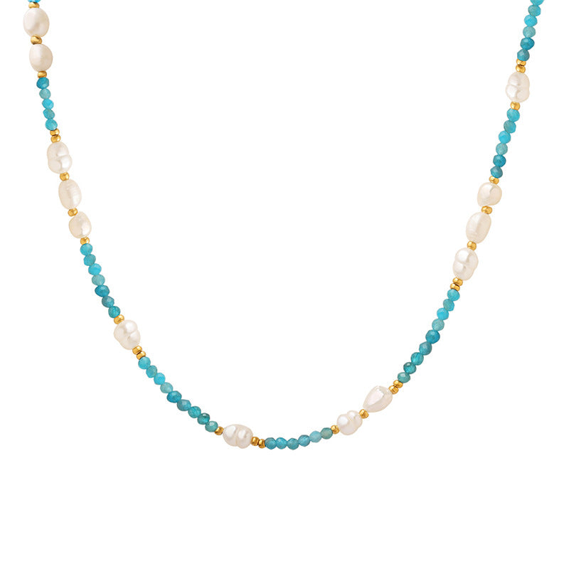 Eclectic Stone and Pearl Necklace with Bohemian Charm