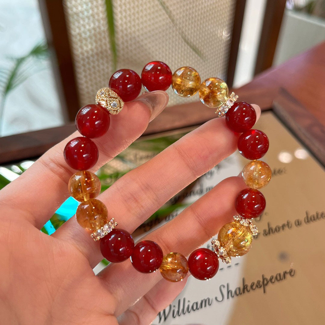 Agate Citrine Crystal Floral Bracelet