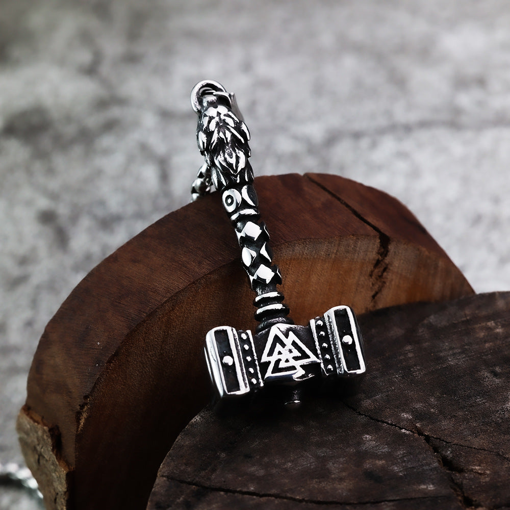 Viking Pendant Odin Triangle Celtic Wolf Titanium Steel Necklace For Men Planderful