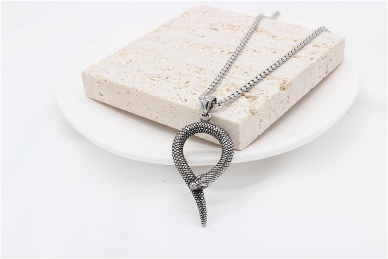 Personalized Retro European American Style Snake Pendant Titanium Steel Unisex Necklace Protection By Planderful