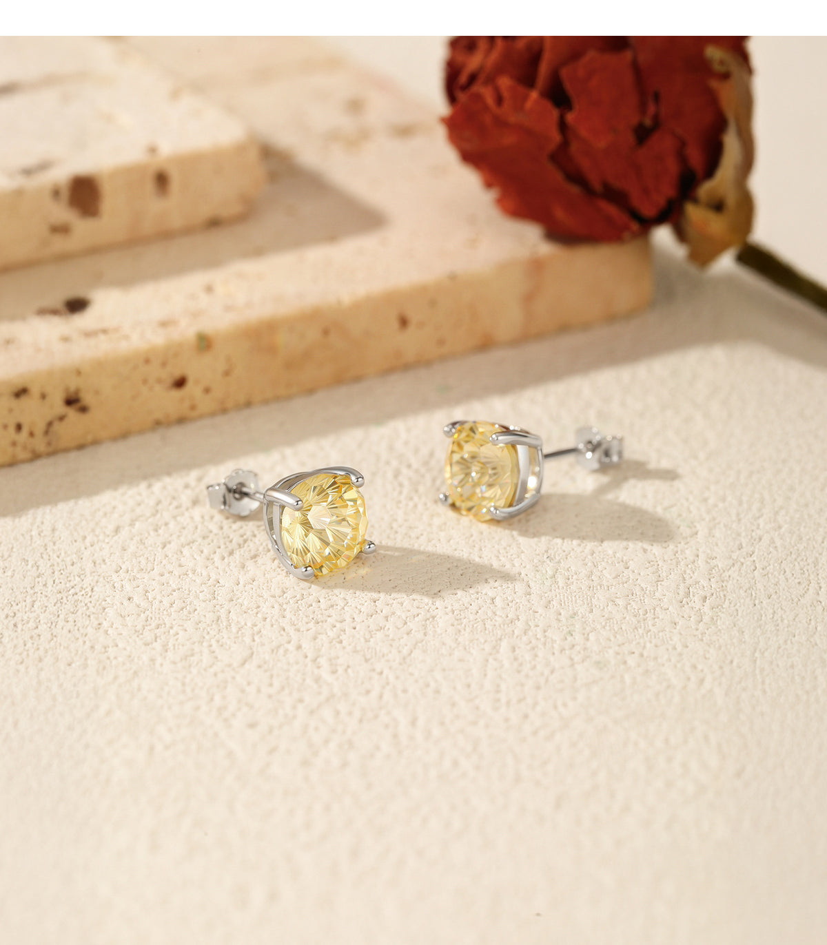 925 Sterling Silver Soft Yellow Fireworks-Cut Earrings