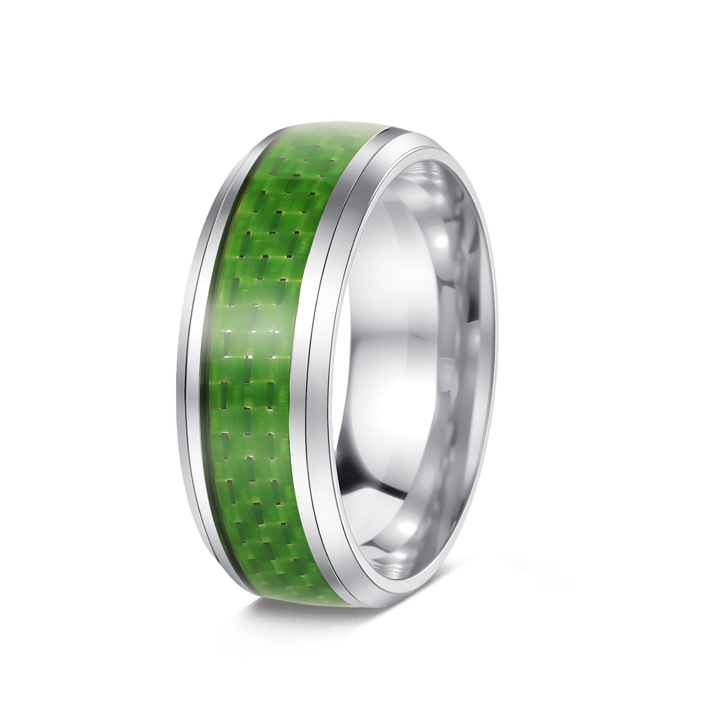 Planderful Everyday Genie Titanium Steel Ring For Men Unisex 8mm Blue Carbon Fiber Inverted Edge