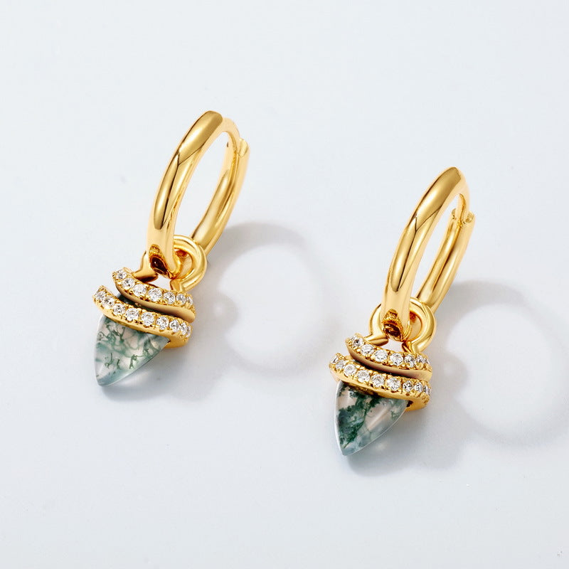 Planderful Everyday Genie Earrings – Elegant Green Moss Sterling Silver for Women